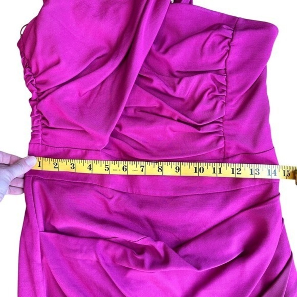 REISS Magenta Pink Ruched One-Shoulder Cocktail Dress Size 6 - Picture 7 of 7